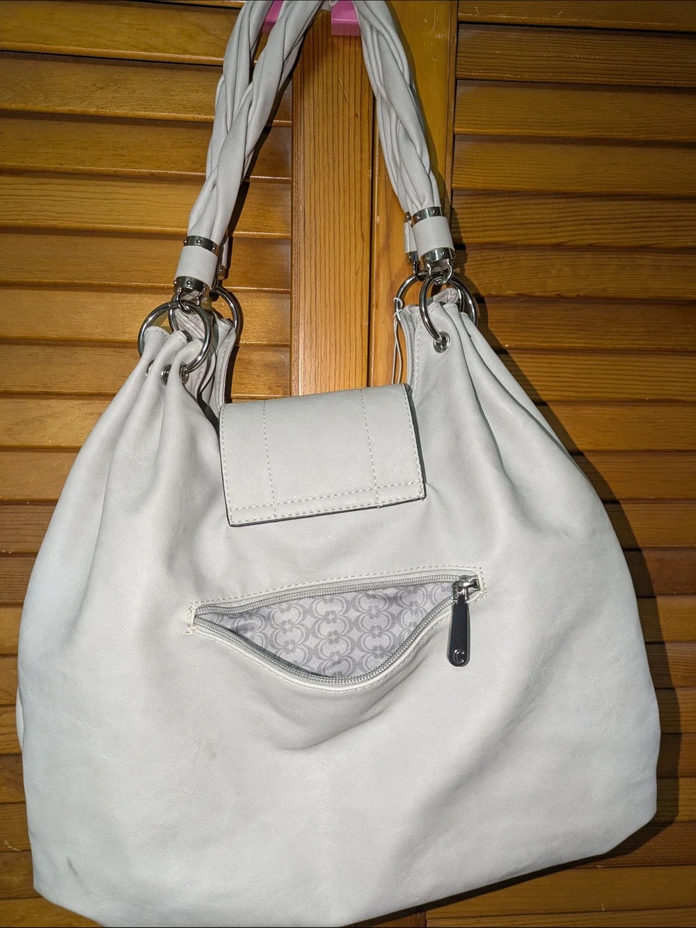Charming Charlies Women’s White Braided-Handle Shoulder Bag With Tag